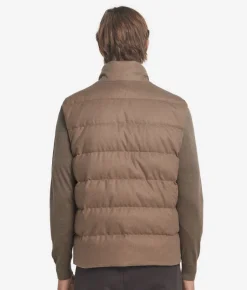 Piumino smanicato in cashmere e seta