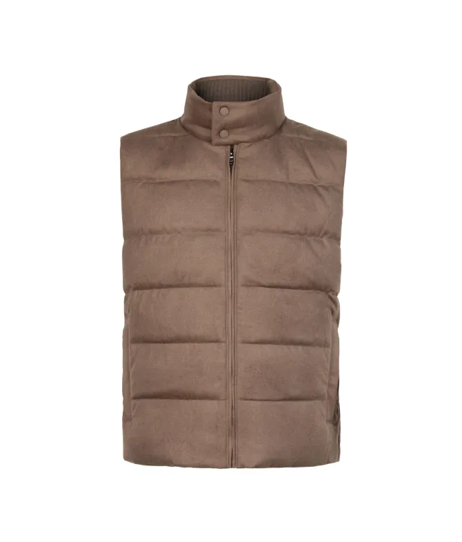 Piumino smanicato in cashmere e seta