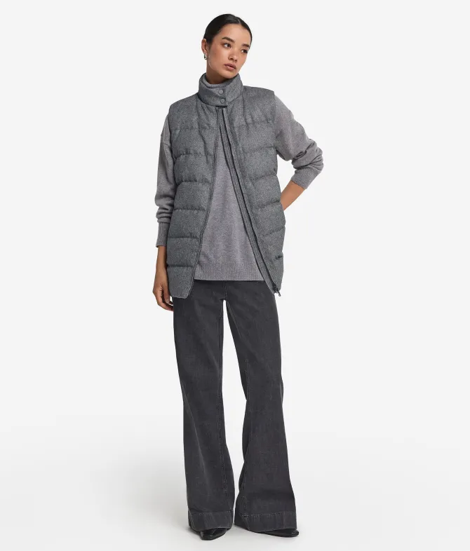 Piumino smanicato in seta e cashmere
