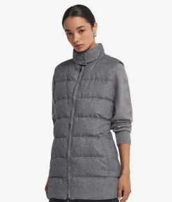 Piumino smanicato in seta e cashmere