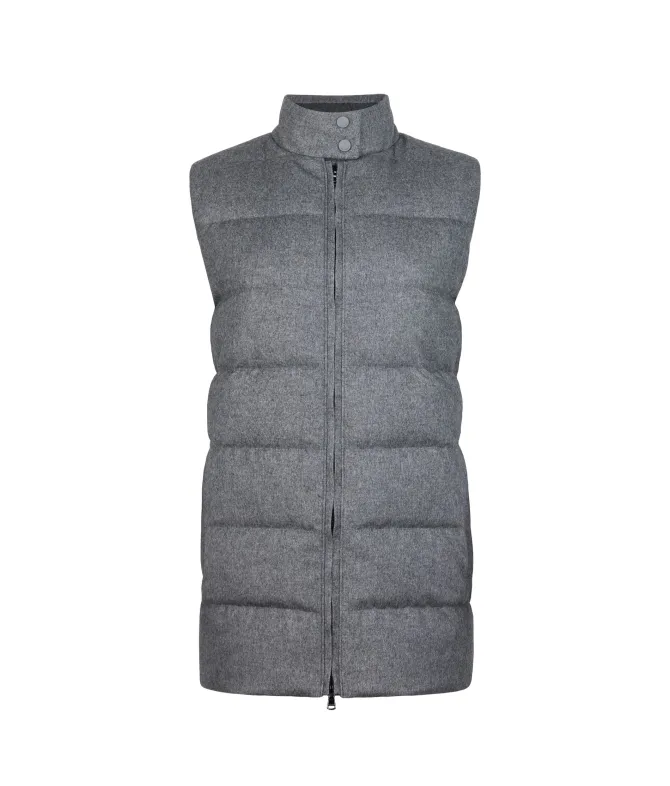Piumino smanicato in seta e cashmere