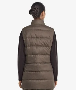 Piumino smanicato in seta e cashmere