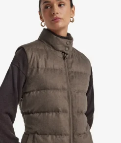 Piumino smanicato in seta e cashmere