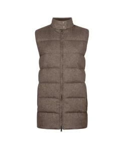 Piumino smanicato in seta e cashmere