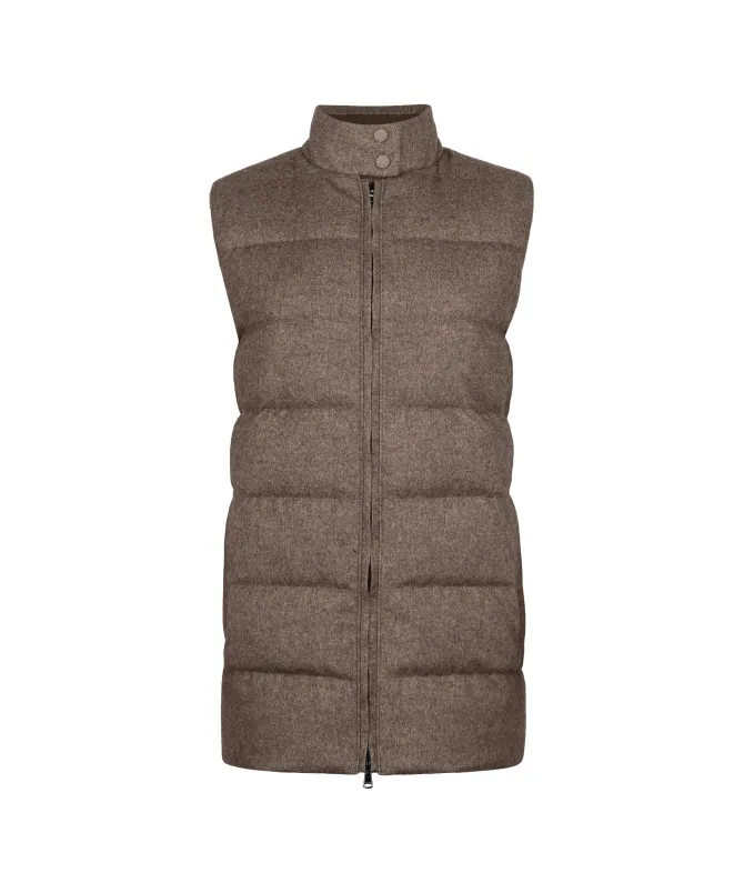 Piumino smanicato in seta e cashmere