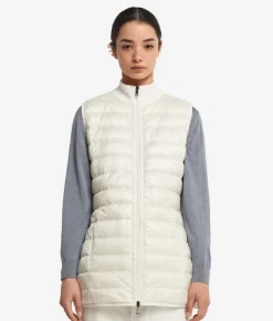 Piumino smanicato reversibile con cashmere