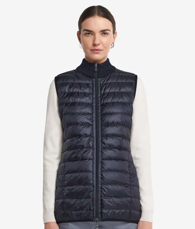 Piumino smanicato reversibile con cashmere