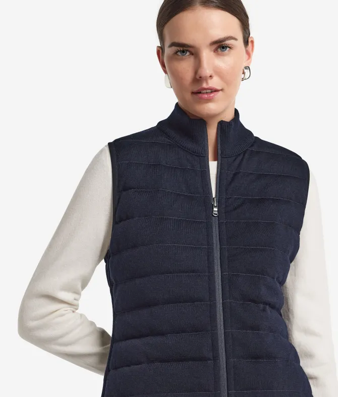 Piumino smanicato reversibile con cashmere