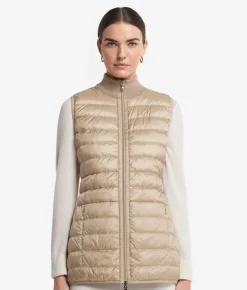 Piumino smanicato reversibile con cashmere
