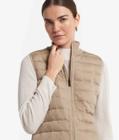 Piumino smanicato reversibile con cashmere