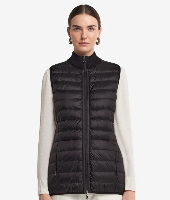 Piumino smanicato reversibile con cashmere