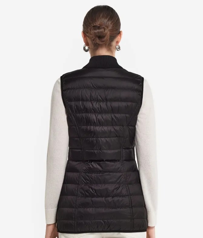 Piumino smanicato reversibile con cashmere