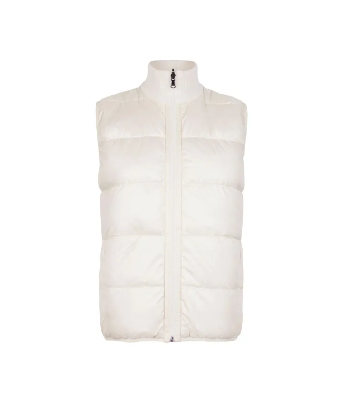 Piumino smanicato reversibile con intreccio in cashmere