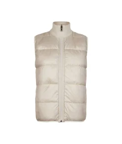 Piumino smanicato reversibile con intreccio in cashmere