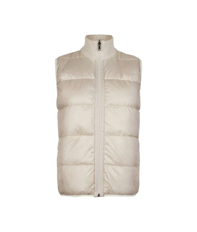 Piumino smanicato reversibile con intreccio in cashmere