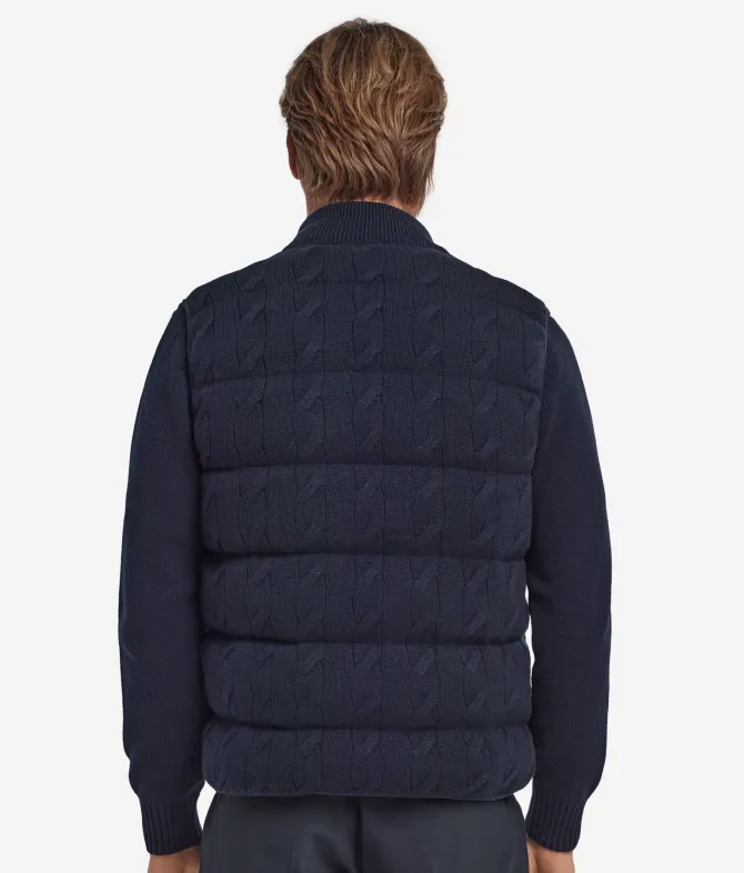 Piumino smanicato reversibile con trecce in Cashmere Ultrasoft