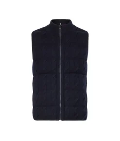 Piumino smanicato reversibile con trecce in Cashmere Ultrasoft