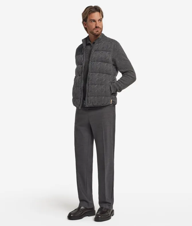 Piumino smanicato reversibile con trecce in Cashmere Ultrasoft