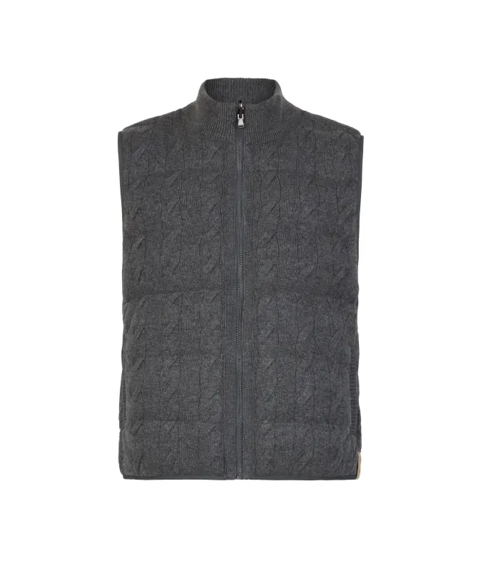 Piumino smanicato reversibile con trecce in Cashmere Ultrasoft