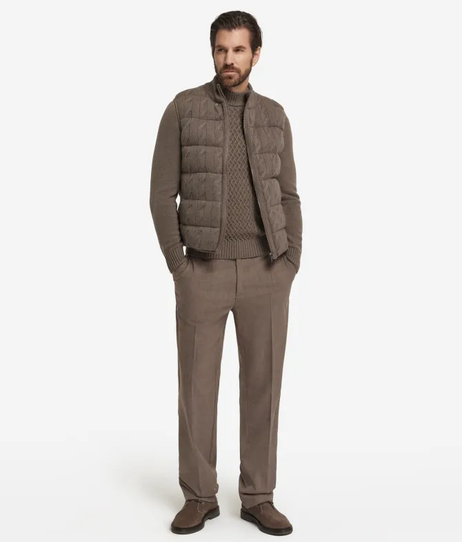 Piumino smanicato reversibile con trecce in Cashmere Ultrasoft