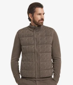 Piumino smanicato reversibile con trecce in Cashmere Ultrasoft