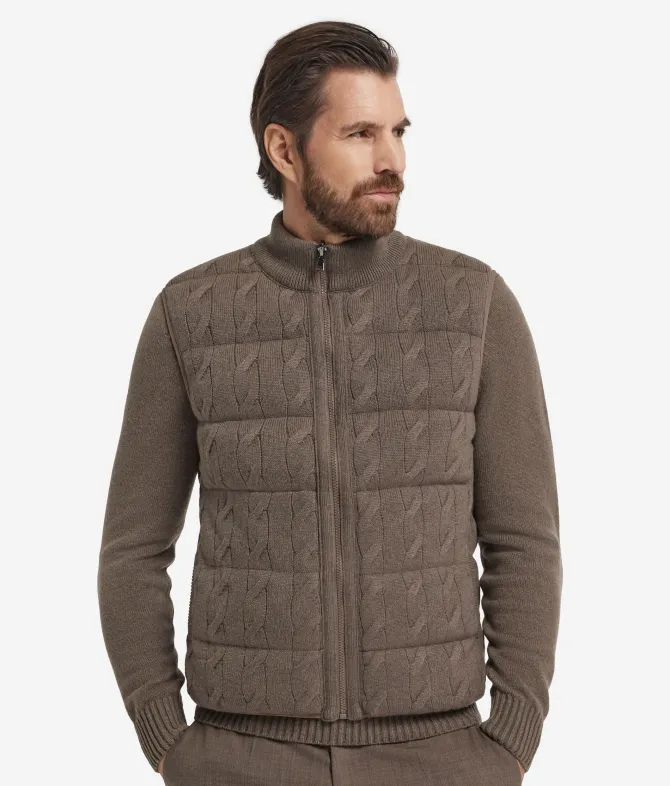Piumino smanicato reversibile con trecce in Cashmere Ultrasoft