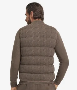 Piumino smanicato reversibile con trecce in Cashmere Ultrasoft