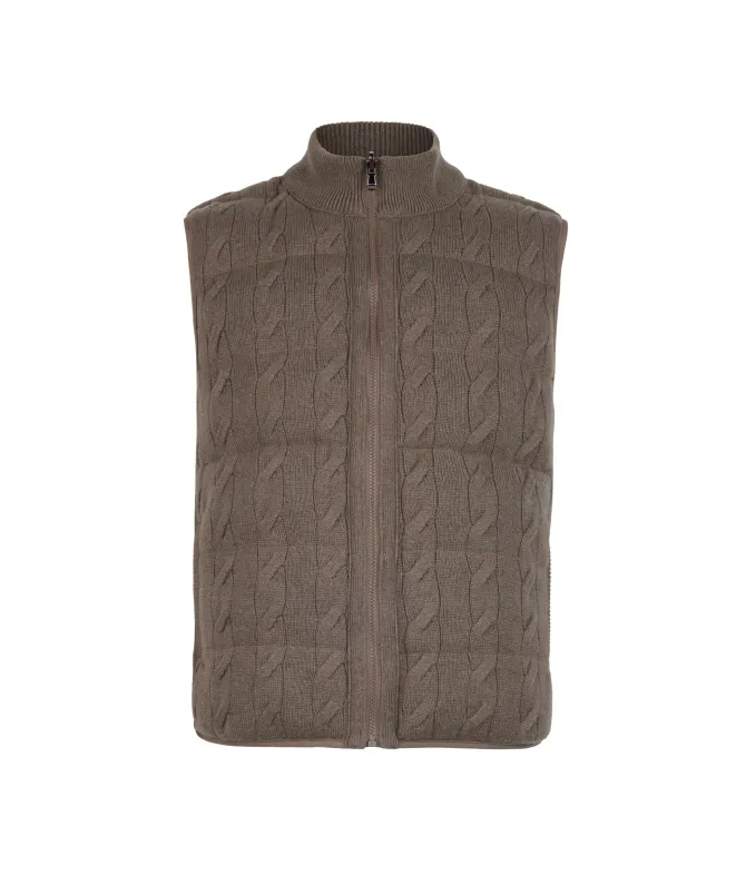 Piumino smanicato reversibile con trecce in Cashmere Ultrasoft