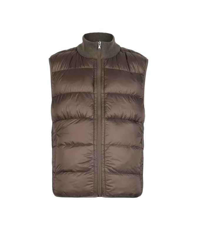 Piumino smanicato reversibile con trecce in Cashmere Ultrasoft