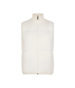 Piumino smanicato reversibile con trecce in cashmere
