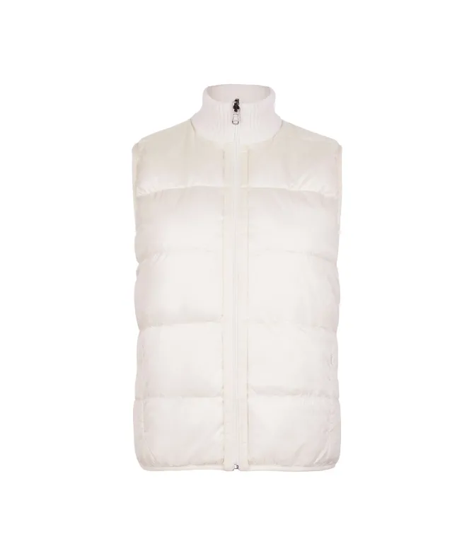 Piumino smanicato reversibile con trecce in cashmere