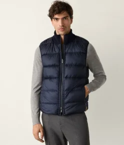 Piumino smanicato reversibile coste frisee in cashmere