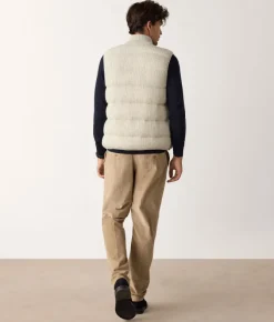 Piumino smanicato reversibile coste frisee in cashmere