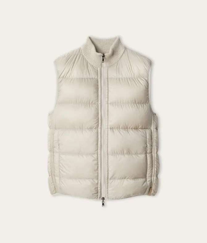 Piumino smanicato reversibile coste frisee in cashmere