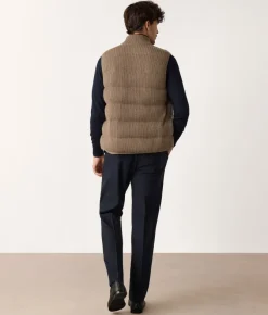 Piumino smanicato reversibile coste frisee in cashmere