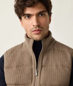 Piumino smanicato reversibile coste frisee in cashmere