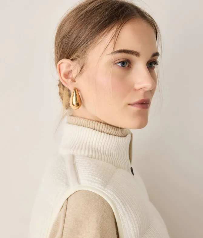 Piumino smanicato reversibile coste frisee in cashmere