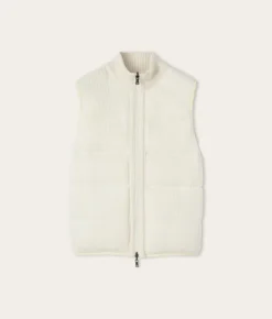 Piumino smanicato reversibile coste frisee in cashmere