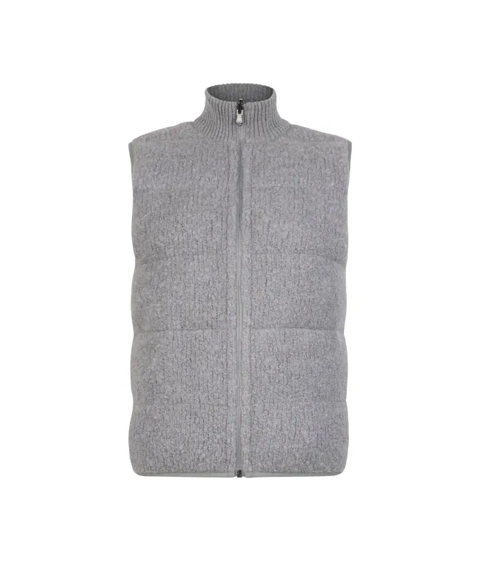 Piumino smanicato reversibile in bouclé