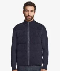 Piumino smanicato reversibile in cashmere