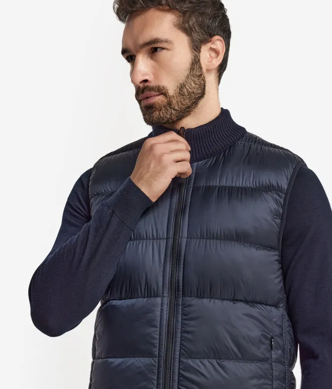 Piumino smanicato reversibile in cashmere