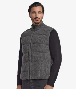 Piumino smanicato reversibile in cashmere