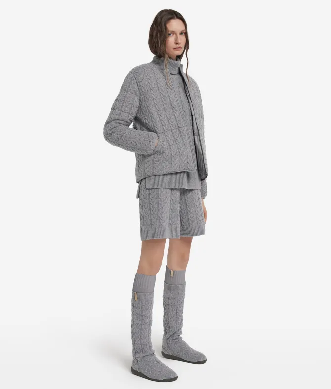 Piumino trecce reversibile in cashmere e tessuto tecnico