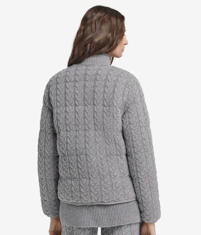 Piumino trecce reversibile in cashmere e tessuto tecnico