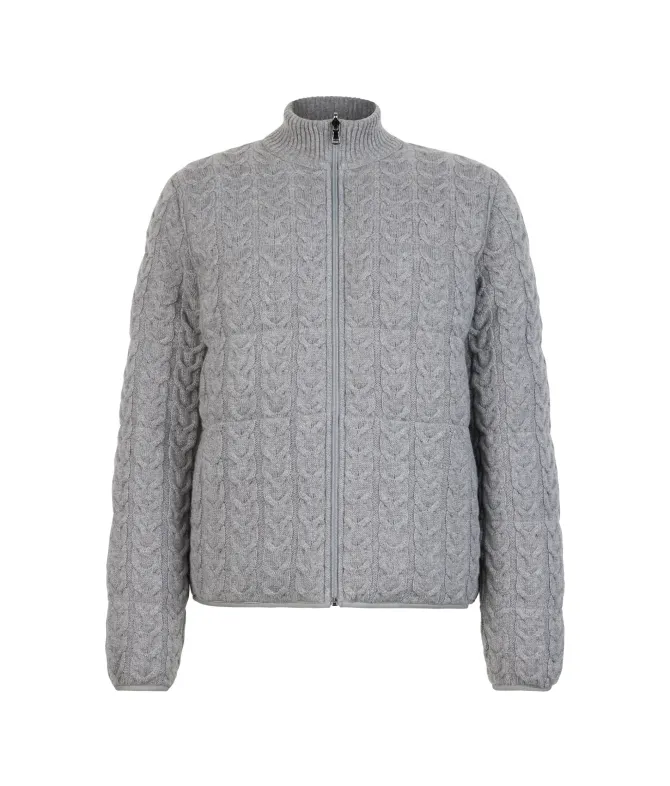Piumino trecce reversibile in cashmere e tessuto tecnico