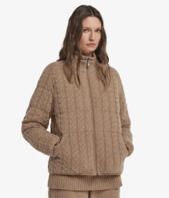 Piumino trecce reversibile in cashmere e tessuto tecnico