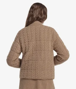 Piumino trecce reversibile in cashmere e tessuto tecnico