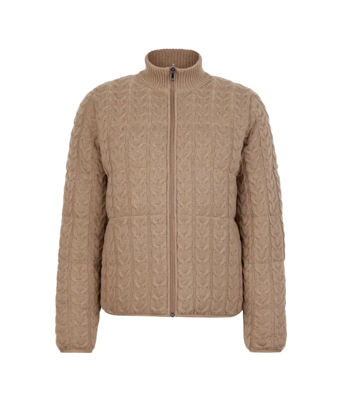 Piumino trecce reversibile in cashmere e tessuto tecnico