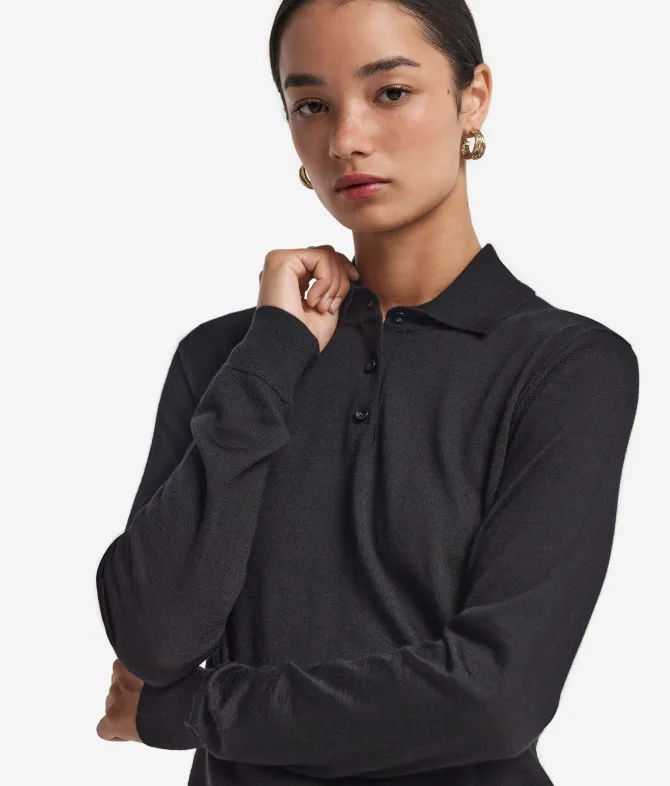 Polo a manica lunga in Cashmere Ultrafine