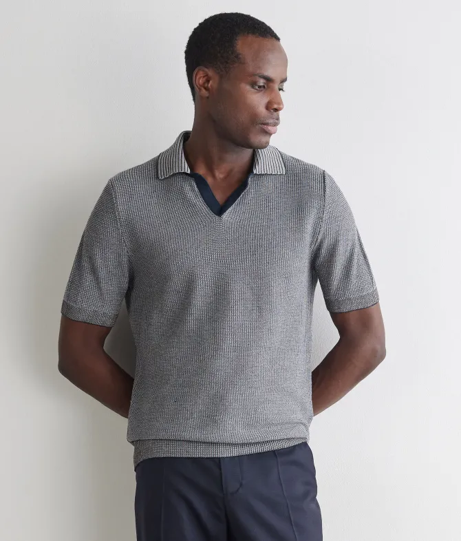 Polo a righe in cotone e lino